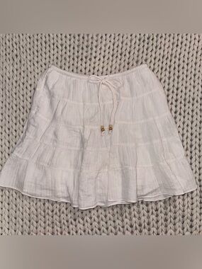 Universal Thread Women's Cream Tiered Drawstring Skirt